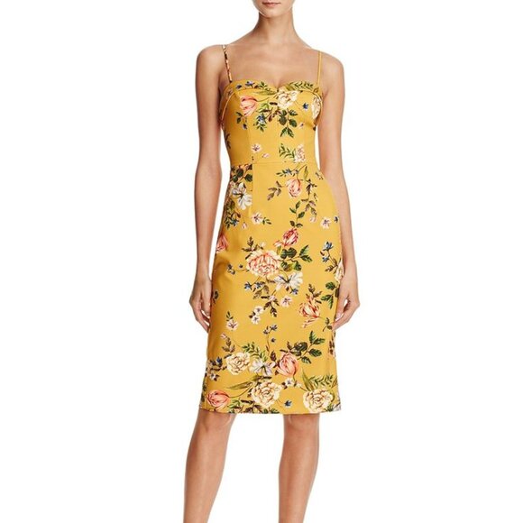 Black Halo Dresses & Skirts - Black Halo Mustard Floral Midi Dress